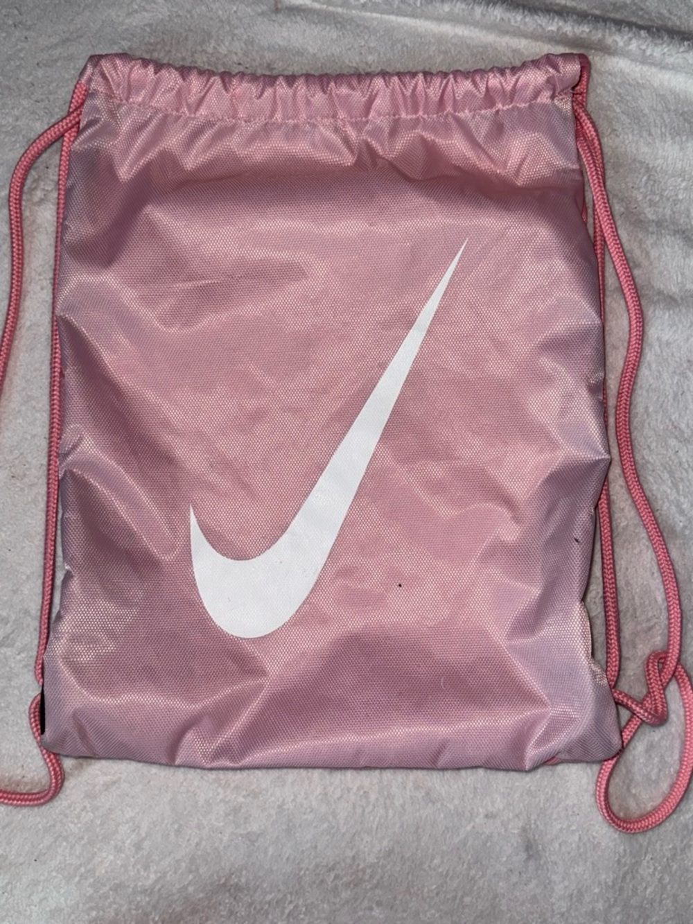 Nike Light Pink Drawstring Tote with White Swoosh